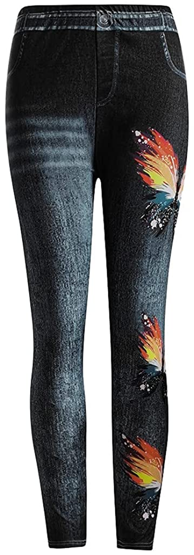 Burband Womens plus Size Stretch Drawstring Stretch Floral Print Jersey Capri Leggings High Rise Skinny Jeans Pants S-5XL Apparel & Accessories > Clothing > Underwear & Socks > Shapewear Burband   