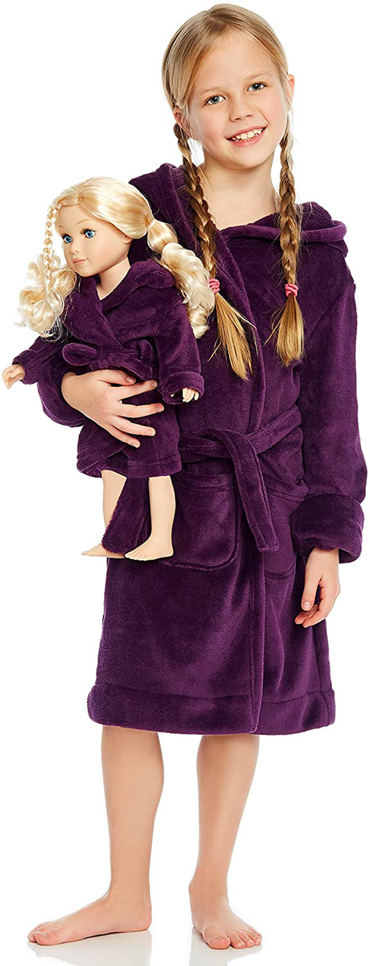Leveret Kids Robe Matching Doll & Girls Fleece Sleep Robe Bathrobe Unicorn (2 Toddler-14 Years) Fits American Girl Doll Apparel & Accessories > Clothing > Sleepwear & Loungewear > Robes Kylie Max   