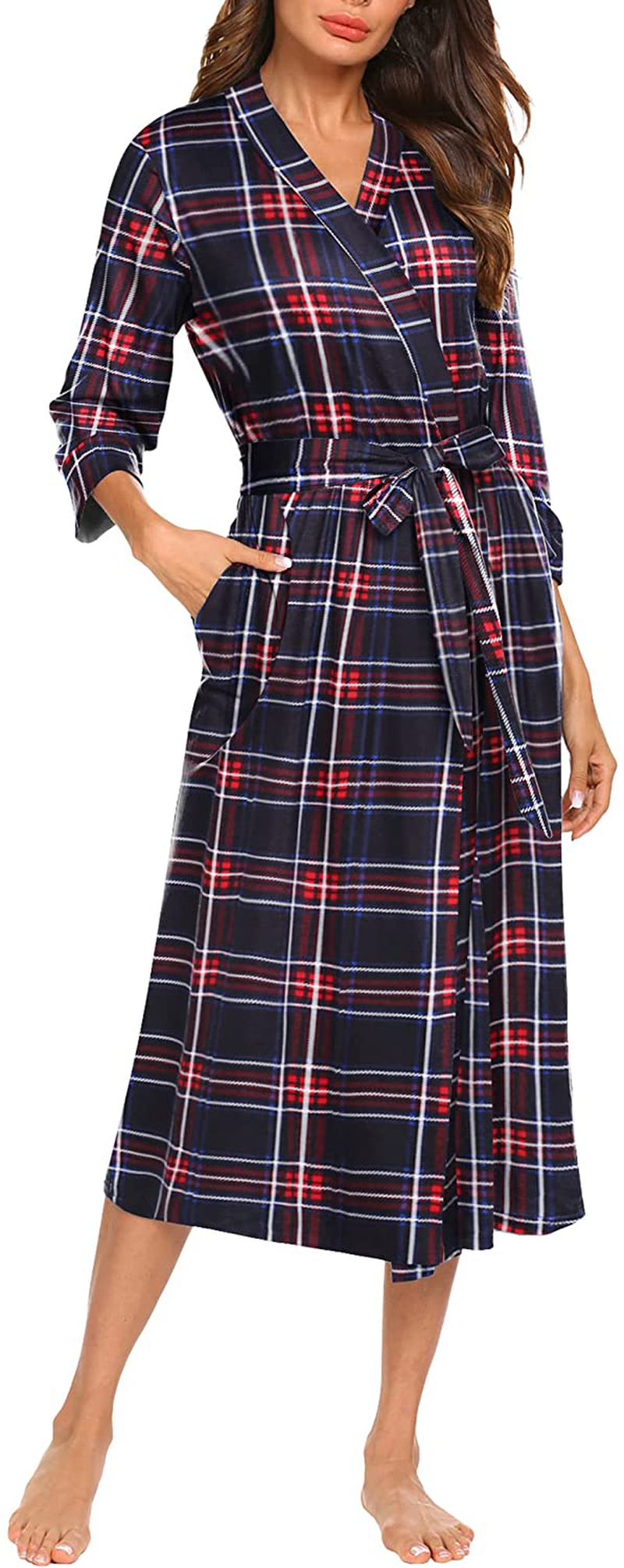 MAXMODA Women Kimono Robes Long Knit Bathrobe Soft Robe Casual Ladies Loungewear S-3XL Apparel & Accessories > Clothing > Sleepwear & Loungewear > Robes MAXMODA   