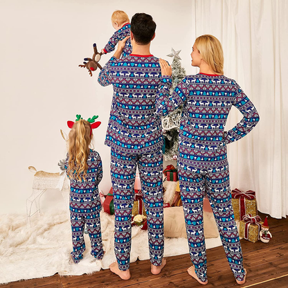 Family Christmas Pjs Matching Sets Christmas Pajamas Red Santa'S Deer Top and Black Pants Long Sleeve Sleepwear Apparel & Accessories > Clothing > Sleepwear & Loungewear > Pajamas Kylie Max   