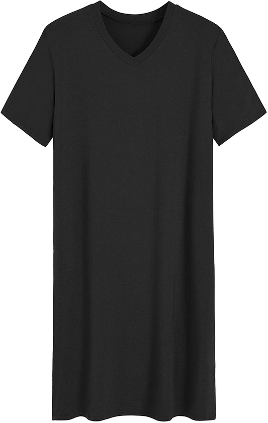 Latuza Men'S Bamboo Viscose Nightshirt Short Sleeves Sleep Shirt Apparel & Accessories > Clothing > Sleepwear & Loungewear > Nightgowns Kylie Max   