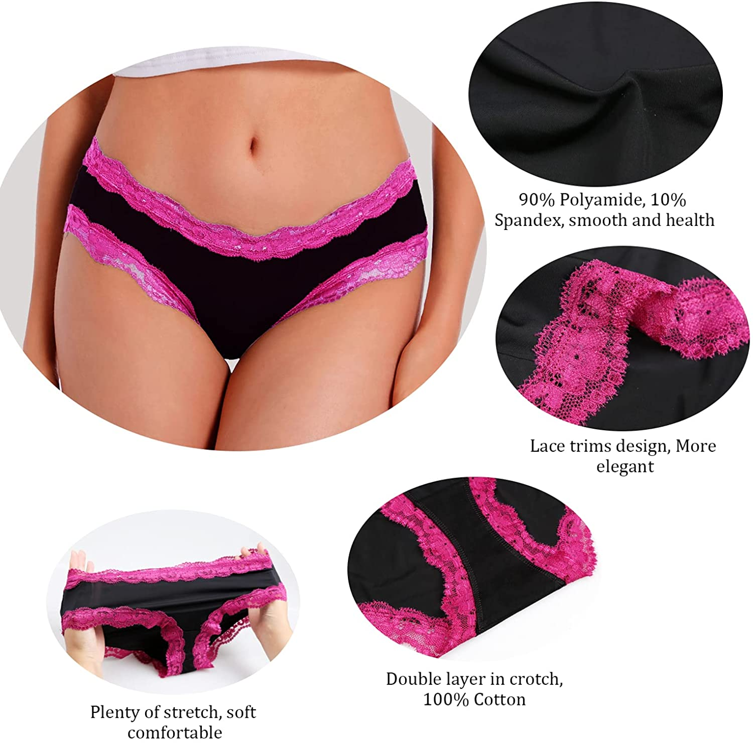 VEENXTHA Womens Underwear Hipster Panties 5 Pack Smooth Stretch Microfiber Briefs  VEENXTHA   