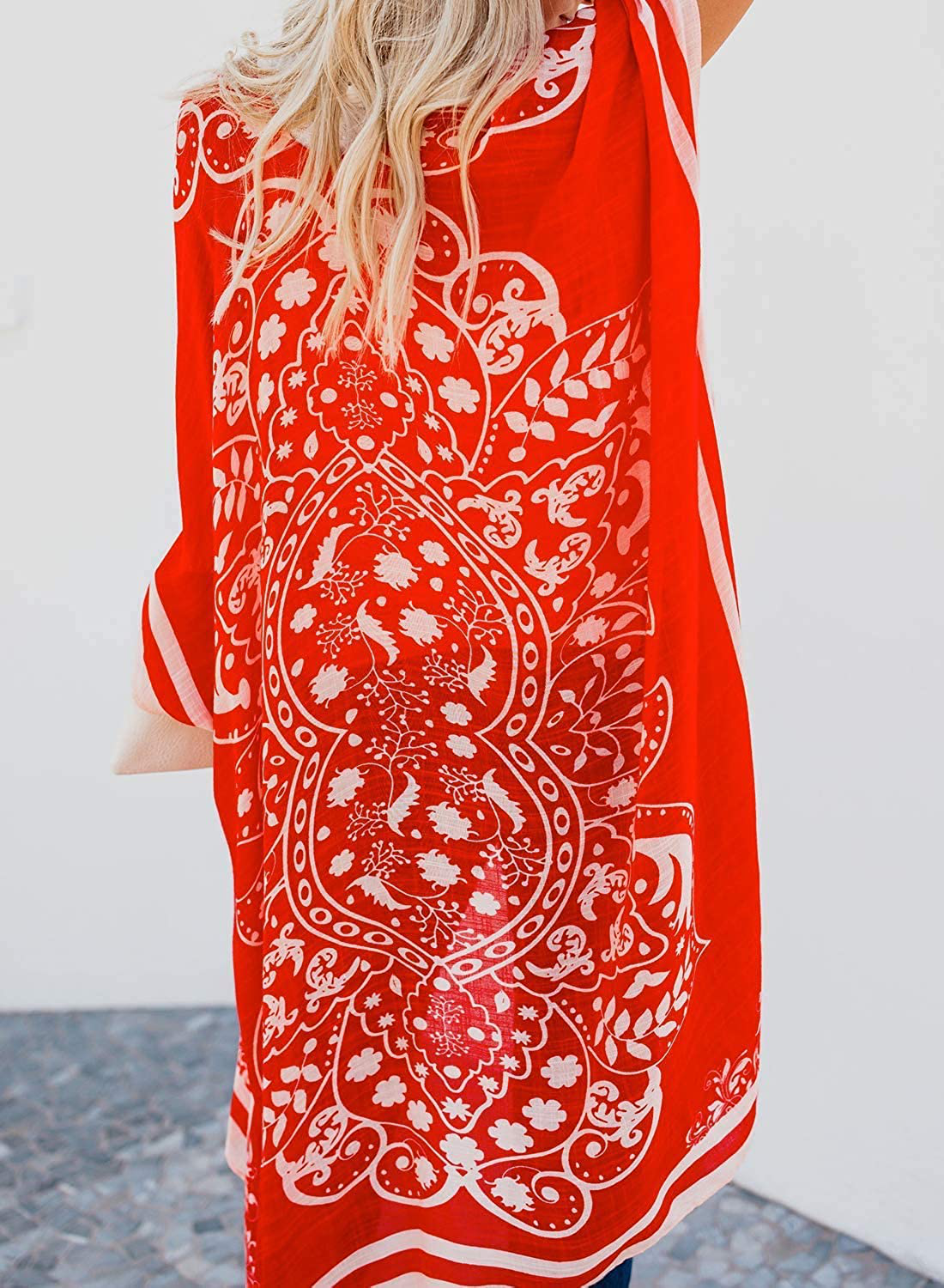 Dokotoo Womens 2022 Fashion Print Kimono Tassel Casual Cardigan Loose Cover Up Apparel & Accessories > Clothing > Swimwear Kylie Max   