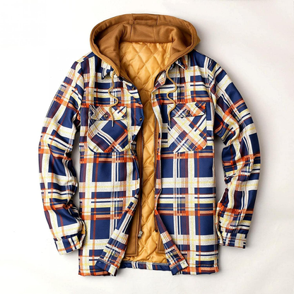 Merthy Mens Big and Tall Berber Lined Flannel Shirts Jacket Casual Long Sleeve Button down Hooded Plaid Parka Coat S-5XL Apparel & Accessories > Clothing > Underwear & Socks > Shapewear Merthy   