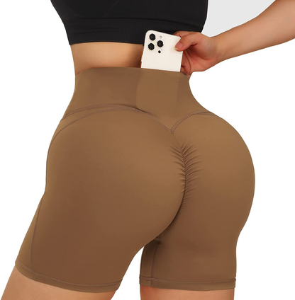 MOOSLOVER Women V Cross Waist Workout Shorts Butt Lifting High Waisted Biker Shorts Apparel & Accessories > Clothing > Shorts Kylie Max   