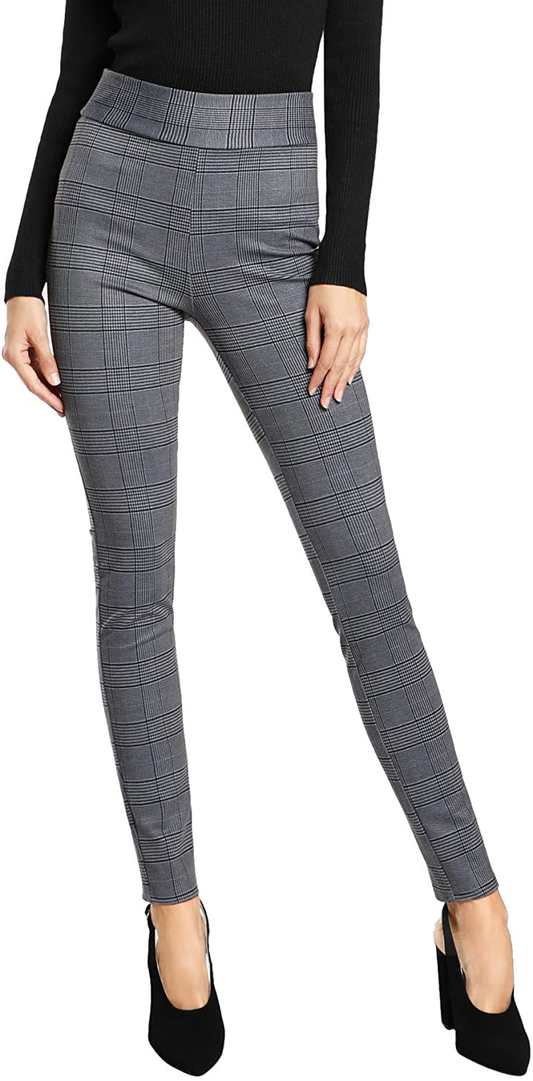 SweatyRocks Women's Casual Skinny Leggings Stretchy High Waisted Work Pants Apparel & Accessories > Clothing > Activewear SweatyRocks Elastic Waisted Plaid Medium 