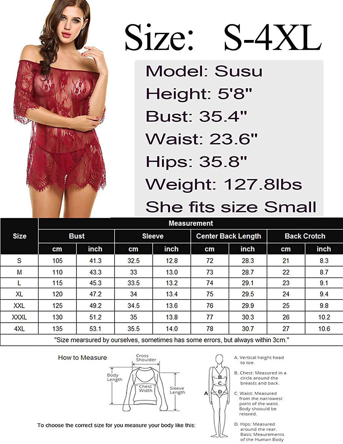 Avidlove Women Chemises Lace Smock Lingerie Mini Babydoll Lingerie Sleepwear S-4XL Apparel & Accessories > Clothing > Underwear & Socks > Lingerie Kylie Max   