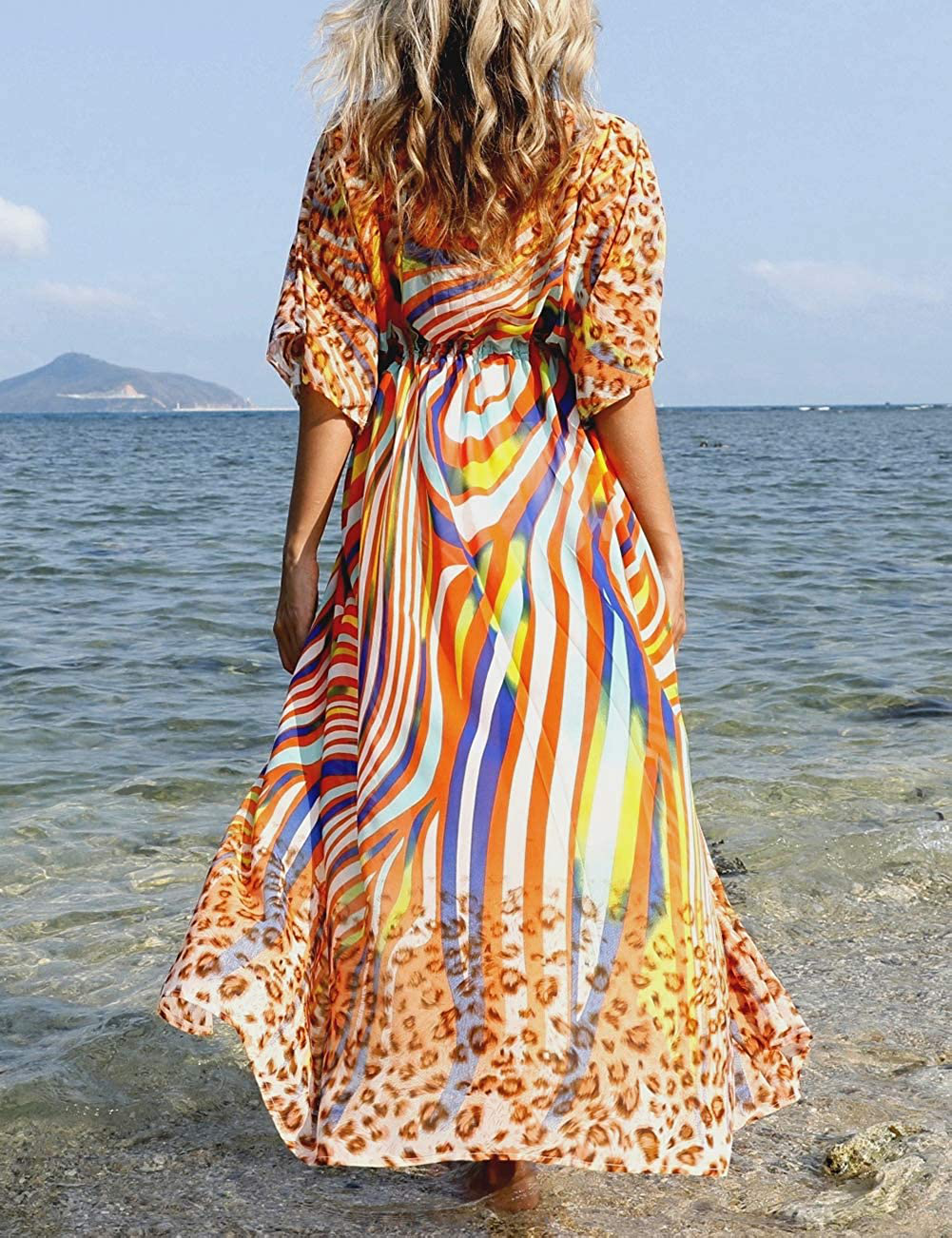 Bsubseach Womens Chiffon/Rayon Beach Blouses Kimono Cardigan Long Bikini Cover Up Apparel & Accessories > Clothing > Swimwear Kylie Max   