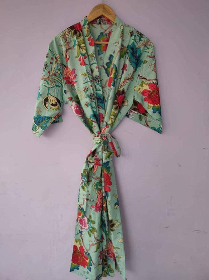 Indian Kimono Robes Japanese Kimono Bridesman Robes Kimono Cardigan Beach Wear Cotton Robe Floral Kimono Robe Night Gown Gifts for Christmas by RANJANACRAFT. (36 Inch US Women'S Letter) Apparel & Accessories > Clothing > Sleepwear & Loungewear > Robes Generic   