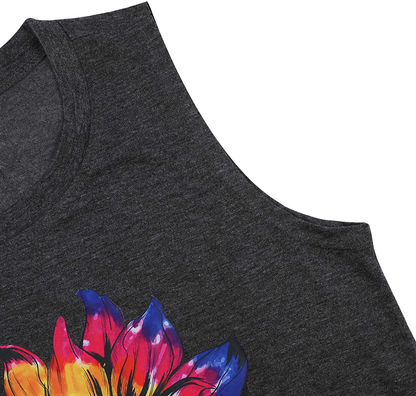 JINTING Summer Sunflower Graphic Tank Tops for Women Graphic Tank Tops Sleeveless Graphic Tee Shirts Letter Print Tank Top Apparel & Accessories > Clothing > Activewear Kylie Max   