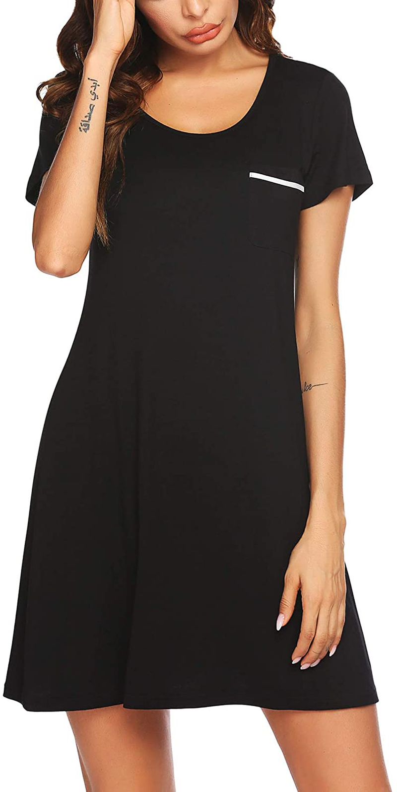 Ekouaer Women Sleepshirt Short Sleeve T-Shirt Nightgowns Night Shirt Comfy Sleep Loungewear round Neck Nightshirt Soft S-XXL Apparel & Accessories > Clothing > Sleepwear & Loungewear > Nightgowns Kylie Max   