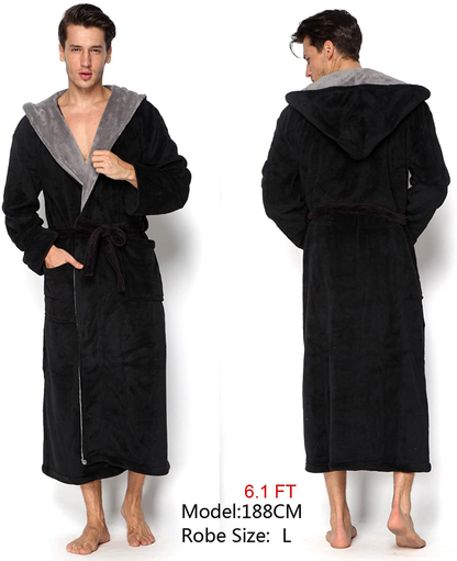KEMUSI Hooded Herringbone Men'S Soft Spa Full Lenght Bathrobe,Comfy Full Length Warm Nightdress Apparel & Accessories > Clothing > Sleepwear & Loungewear > Robes Kylie Max   