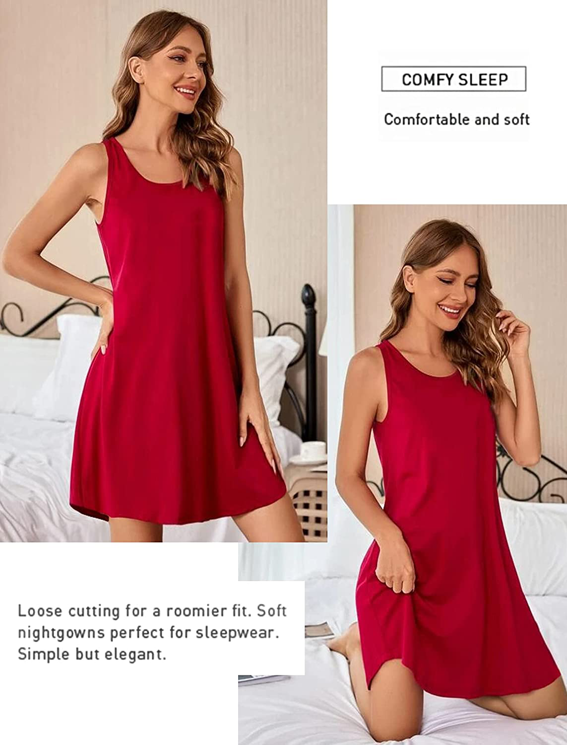 Avidlove Sleepwear for Women Tank Nightgown Chemise Racerback Sleeveless Sleep Dress Apparel & Accessories > Clothing > Sleepwear & Loungewear > Nightgowns Kylie Max   