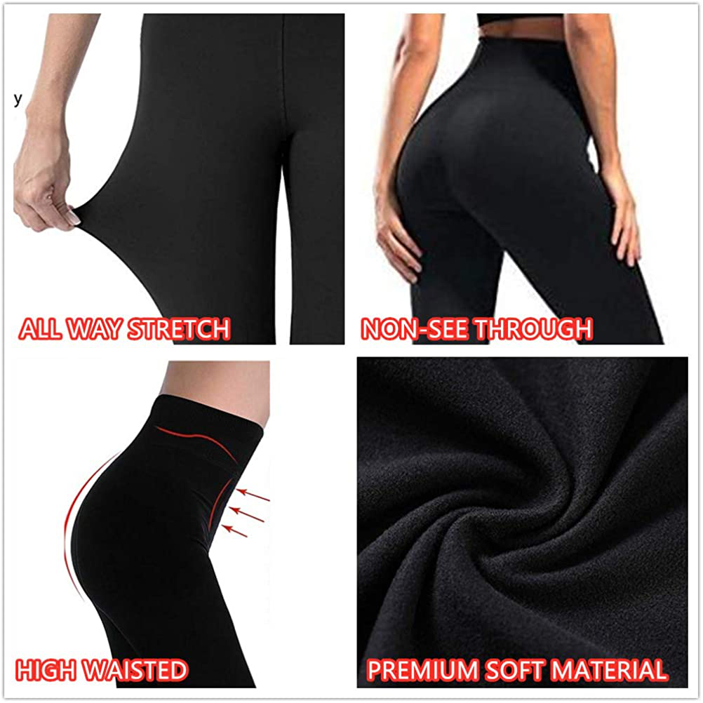 Women's Buttery Soft Leggings No See-Through High Waist Tummy Control Yoga Pants 3 Pack Spandex Workout Running Tights Apparel & Accessories > Clothing > Activewear Hi Clasmix   