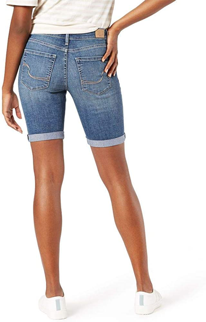 Signature by Levi Strauss & Co. Gold Label Women'S Mid-Rise Bermuda Shorts (Standard and Plus) Apparel & Accessories > Clothing > Shorts Kylie Max   