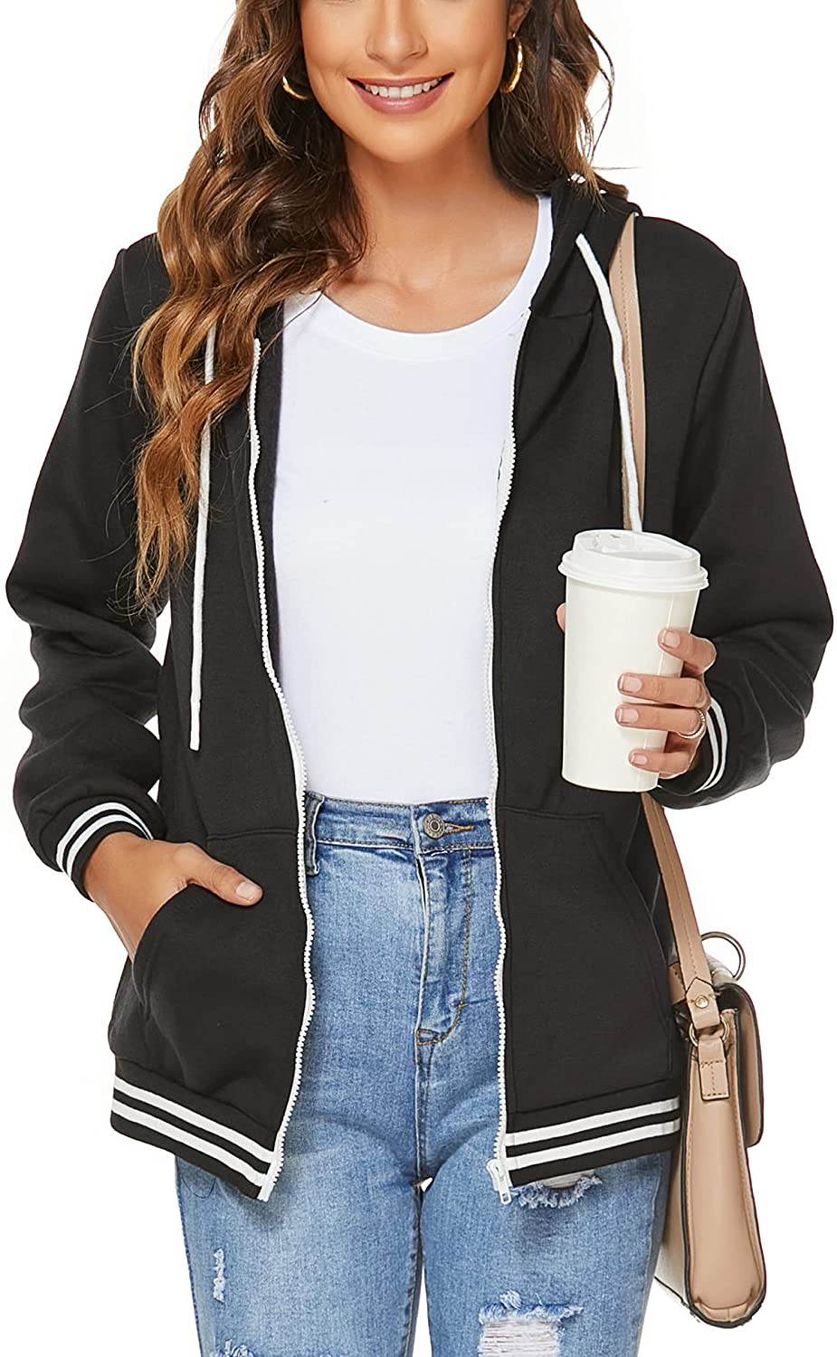 FINWANLO Hoodies for Women Casual Long Sleeve Tops Fleece Pullover Hooded Sweatshirts Jacket with Pockets Apparel & Accessories > Clothing > Activewear Kylie Max   