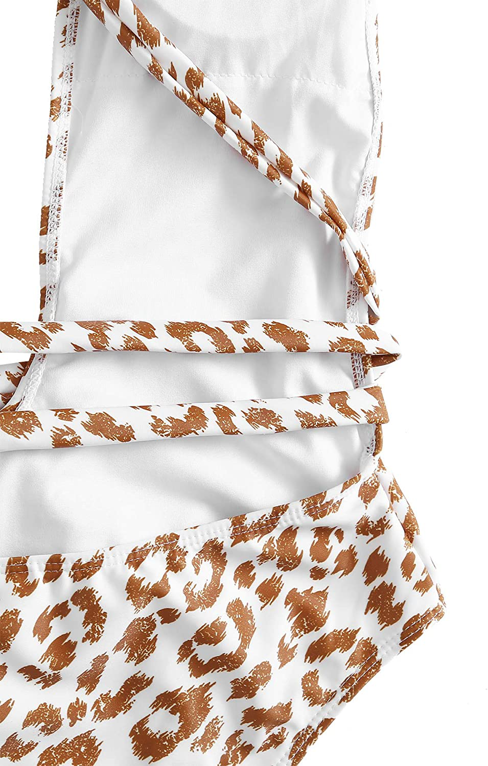 Sweatyrocks Women'S Sexy Bathing Suits Criss Cross Tie Knot Front Deep V Open Back Leopard One Piece Swimwear Apparel & Accessories > Clothing > Swimwear Kylie Max   