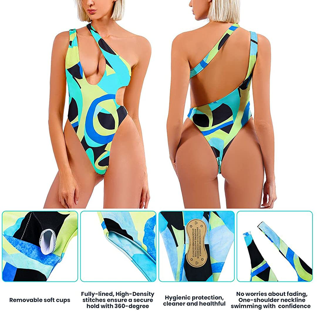 Sexy Women'S One Piece Swimsuits One Shoulder Brazilian Bathing Suits Tummy Control Swimwear Monokini Sets for Women Apparel & Accessories > Clothing > Swimwear Kylie Max   