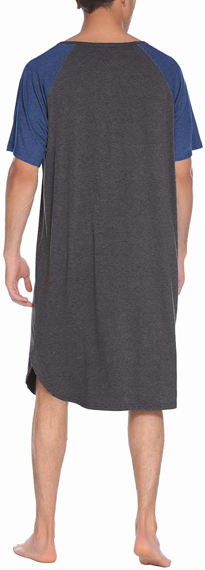 Ekouaer Sleepwear Men'S Nightshirt Short Sleeve Pajamas Comfy Big & Tall Henley Sleep Shirt M-XXXL Apparel & Accessories > Clothing > Sleepwear & Loungewear > Nightgowns Kylie Max   
