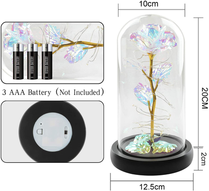 Christmas Rose Gift for her,Women's Gift Birthday Gifts Colorful Artificial Flower Rose Gift Led Light String on Colorful Flower, Last Forever in A Glass Dome, Unique Gift for Her,Thanksgiving Gift Arts & Entertainment > Party & Celebration > Gift Giving CQX   