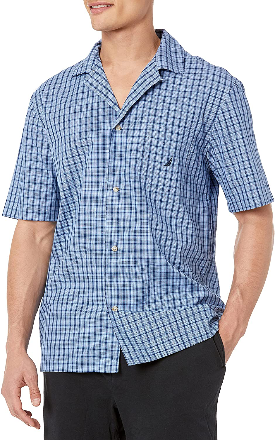 Nautica Men'S Short Sleeve 100% Cotton Soft Woven Button down Pajama Top Apparel & Accessories > Clothing > Sleepwear & Loungewear > Pajamas Kylie Max   