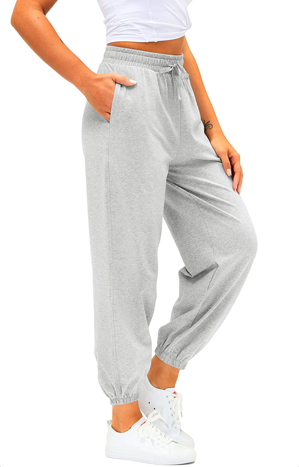 Women'S Cotton Sweatpants High Waisted Pants with Pockets Athletic Fit Joggers for Women Lounge,Jogging Apparel & Accessories > Clothing > Activewear Kylie Max   
