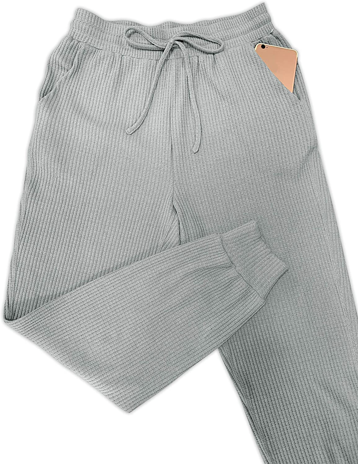 MIROL Women'S Active Drawstring Joggers Pants Elastic Waist Waffle Knit Trousers Athletic Solid Color Sweatpants Apparel & Accessories > Clothing > Activewear Kylie Max   