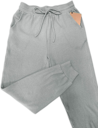 MIROL Women'S Active Drawstring Joggers Pants Elastic Waist Waffle Knit Trousers Athletic Solid Color Sweatpants Apparel & Accessories > Clothing > Activewear Kylie Max   