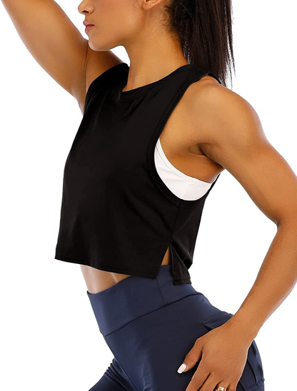 HIOINIEIY Womens Crop Tops Workout Tops Loose Sleeveless Cropped Muscle Open Side Shirts Gym Exercise Yoga Shirts Apparel & Accessories > Clothing > Activewear Kylie Max   