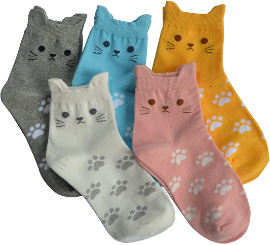 Jeasona Women's Fun Socks Cute Cat Animals Funny Funky Novelty Cotton Gifts Arts & Entertainment > Party & Celebration > Gift Giving Jeasona Multicoloured Cat  