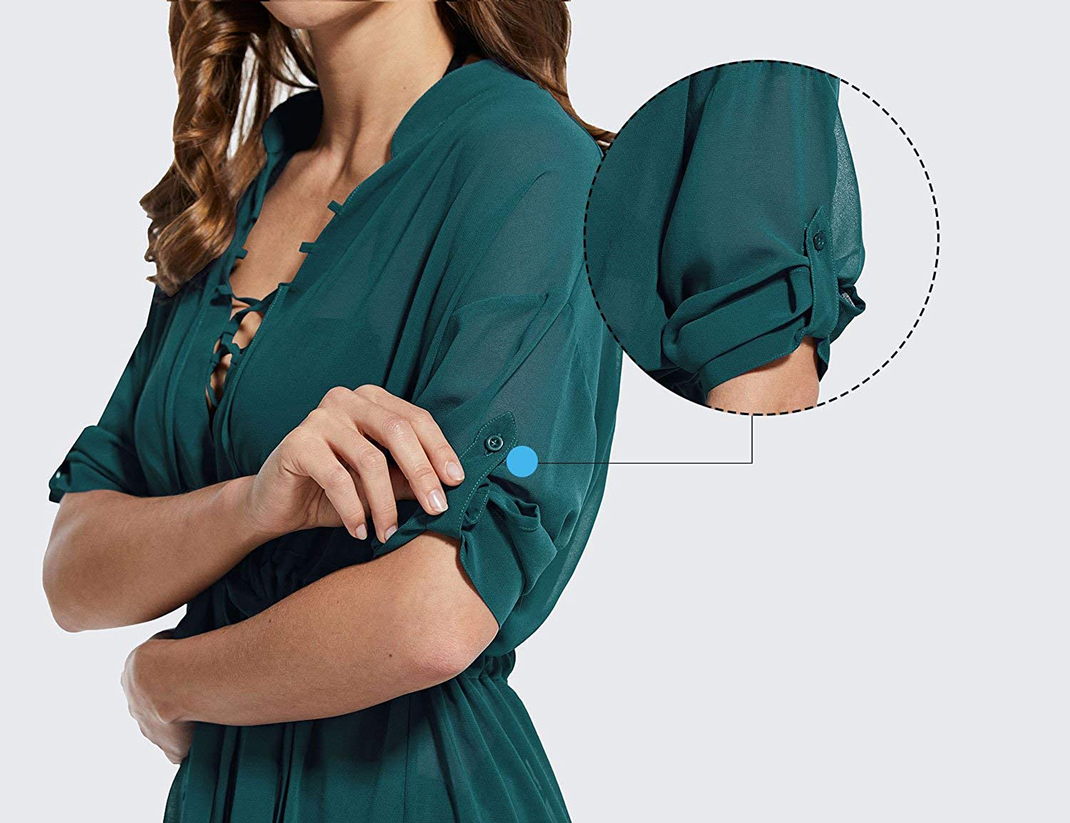 BALEAF Women'S 3/4 Sleeve Sheer Chiffon Bikini Swim Cover up V Neck Mesh Beach Coverups Apparel & Accessories > Clothing > Swimwear Kylie Max   