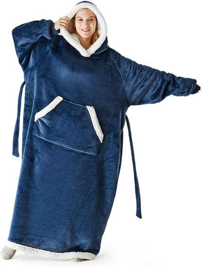 Bedsure Pink Wearable Blanket Hoodie Gift for Women- Long-Length Hooded Blanket Sweatshirt Adult with Side Split and Belt, Warm Sherpa Sweater Blanket Jacket Arts & Entertainment > Party & Celebration > Gift Giving Bedsure Navy Oversize 