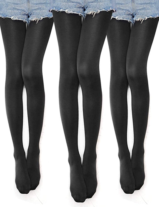 VERO MONTE 80D Opaque Tights for Women - 80 Denier Pantyhose Solid Footed Tights Apparel & Accessories > Clothing > Underwear & Socks > Shapewear VERO MONTE [Pack of 3] Black- Opaque & Stretchy Large-X-Large 