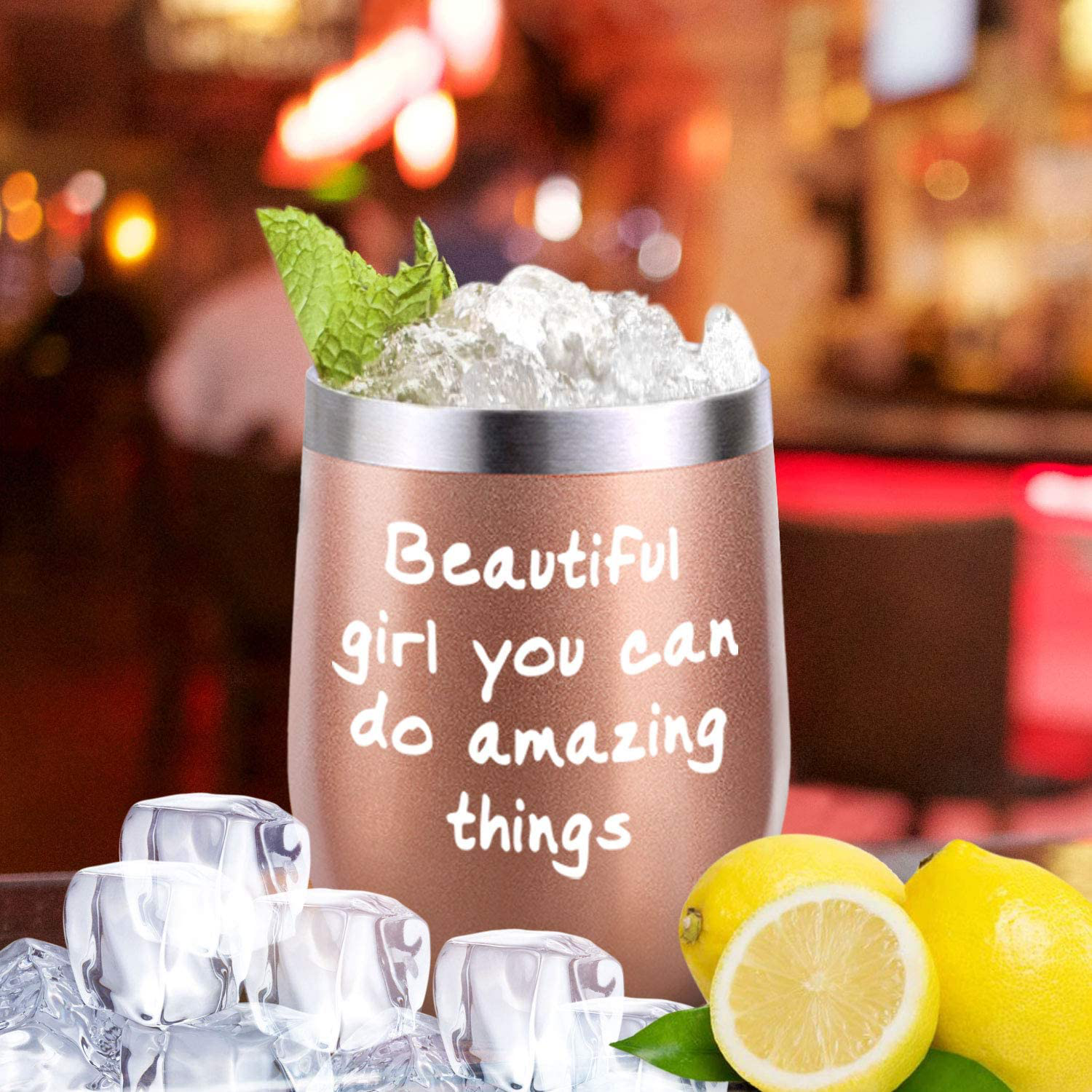 Inspirational Gifts, Inspirational Gift for Girl, Inspirational gift for Women, Beautiful Girl You Can Do Amazing Things Birthday Wine Gifts Ideas for Women Girl, 12oz Insulated Wine Tumbler with Lid Arts & Entertainment > Party & Celebration > Gift Giving ShangTianFeng   