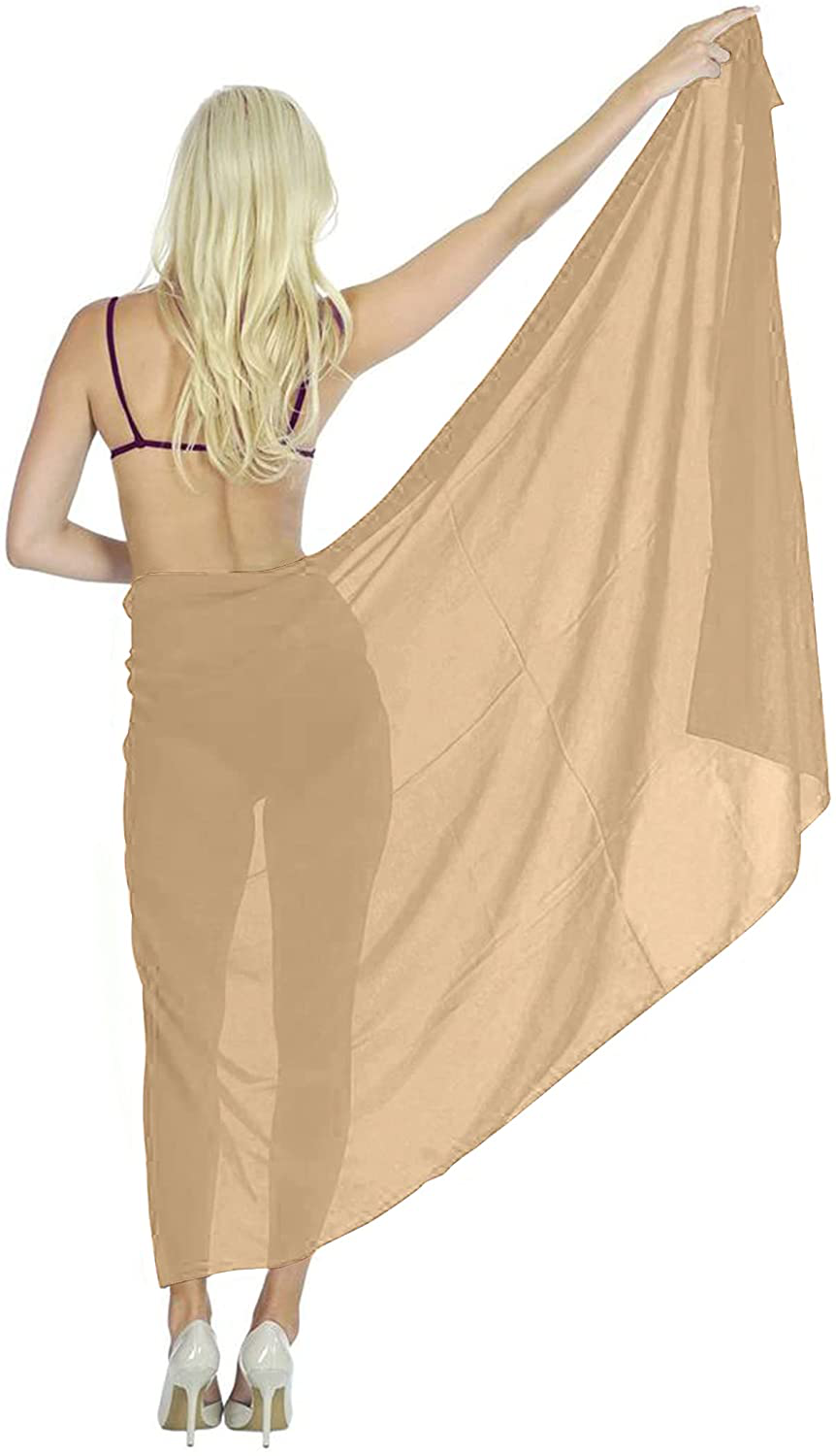 Ekouaer Sarong Swimsuit Coverup for Women Chiffon Long Beach Tie Wrap Skirt Sexy Bikini Sheer Scarf Bathing Suit Bottom Apparel & Accessories > Clothing > Swimwear Kylie Max   