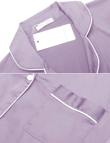 Ekouaer Satin Pajamas Women'S Short Sleeve Sleepwear Soft Silk Button down Loungewear Pjs Shorts Set S-XXL Apparel & Accessories > Clothing > Sleepwear & Loungewear Kylie Max   