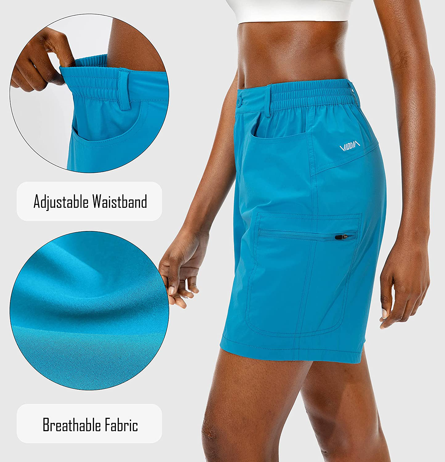 Viodia Women'S Hiking Cargo Shorts Quick Dry Stretch Lightweight Camping Shorts for Women with Zipper Pockets Apparel & Accessories > Clothing > Shorts Kylie Max   