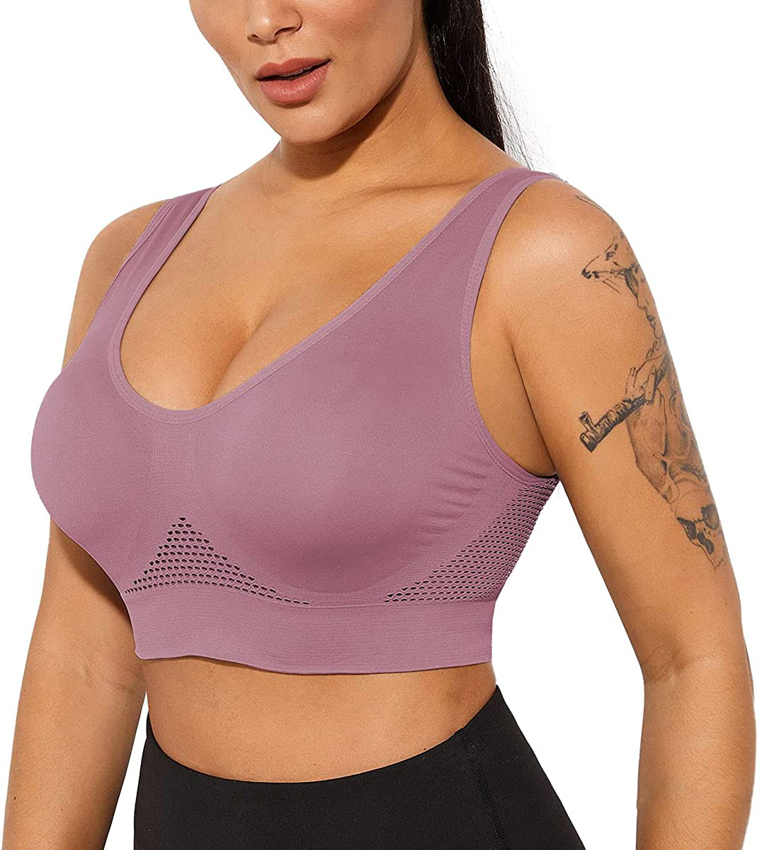 Women Sports Bra Comfortable Sleep Bras No Underwire Seamless Workout Yoga Bra of 3 Pack Apparel & Accessories > Clothing > Underwear & Socks > Bras Kylie Max   