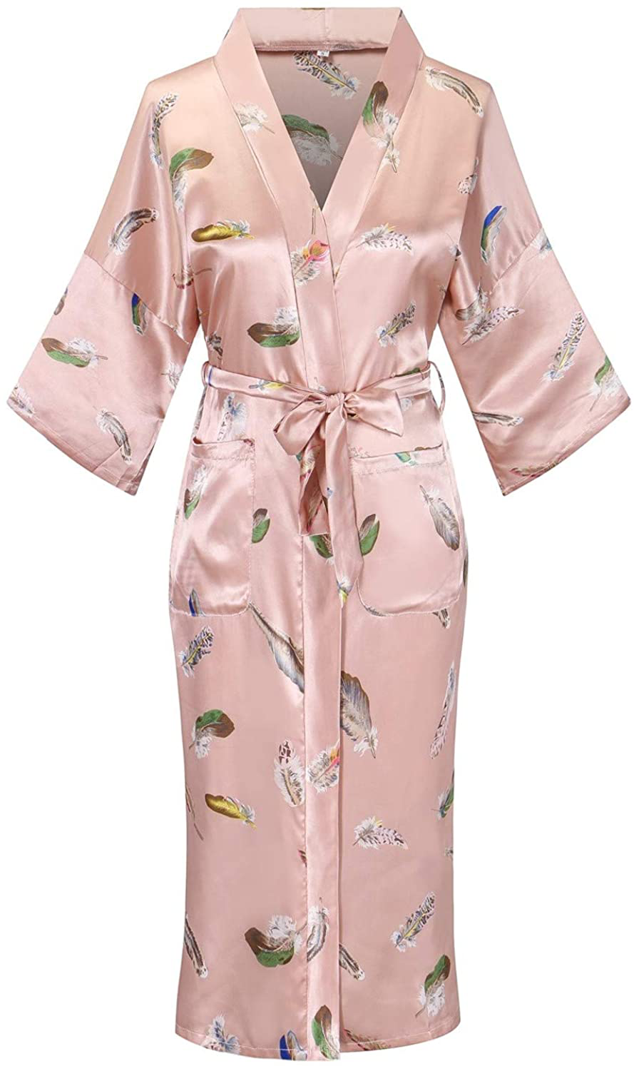Women'S Floral/Patterned Silky Kimono Robes Long Satin Bathrobes Sleepwear Loungewear Apparel & Accessories > Clothing > Sleepwear & Loungewear > Robes MissNina   