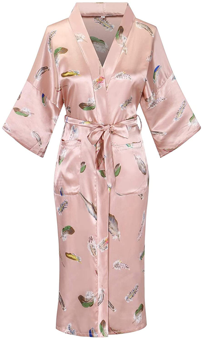 Women'S Floral/Patterned Silky Kimono Robes Long Satin Bathrobes Sleepwear Loungewear Apparel & Accessories > Clothing > Sleepwear & Loungewear > Robes MissNina   