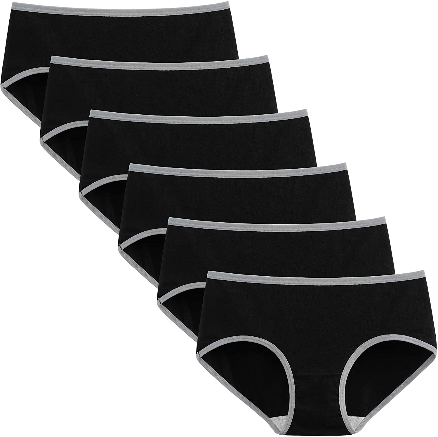 INNERSY Womens Underwear Cotton Hipster Panties Regular & plus Size 6-Pack Apparel & Accessories > Clothing > Underwear & Socks > Underwear INNERSY Contrasting Black Small 