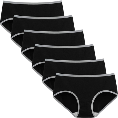 INNERSY Womens Underwear Cotton Hipster Panties Regular & plus Size 6-Pack Apparel & Accessories > Clothing > Underwear & Socks > Underwear INNERSY Contrasting Black Small 