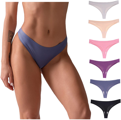 CRISAN Seamless Thongs for Women Nylon No Show Thong Underwear Women 6 Pack Apparel & Accessories > Clothing > Underwear & Socks > Underwear CRISAN B-6 Pack Multicolored Small 