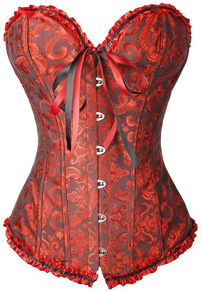 NIYIGEJI Satin Sexy Strong Boned Corset Lace up Overbust Waist Cincher Bustier Bodyshaper Top Apparel & Accessories > Clothing > Underwear & Socks > Lingerie NIYIGEJI Red Wine-1 Medium 