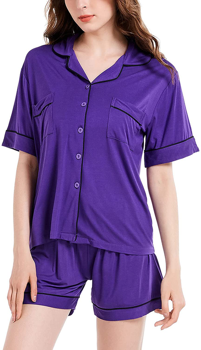 Eiggam Pajamas for Women Lounge Cotton Sleepwear Comfy Soft Long Button Down Pjs Set Pajamas Set Apparel & Accessories > Clothing > Sleepwear & Loungewear > Pajamas Eiggam   