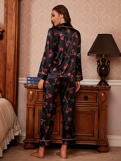 DIDK Women'S Satin 7Pcs Pajama Set Cami Pjs with Shirt and Eye Mask Sleepwear Apparel & Accessories > Clothing > Sleepwear & Loungewear Kylie Max   