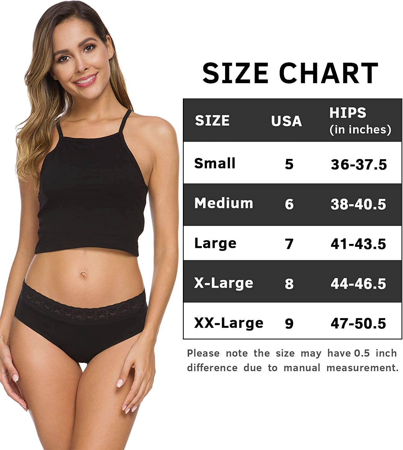 Cotton Panties for Women Bikini Underwear Hipster Underpants Lace Briefs Pack Apparel & Accessories > Clothing > Underwear & Socks > Underwear Wealurre   
