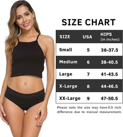 Cotton Panties for Women Bikini Underwear Hipster Underpants Lace Briefs Pack Apparel & Accessories > Clothing > Underwear & Socks > Underwear Wealurre   