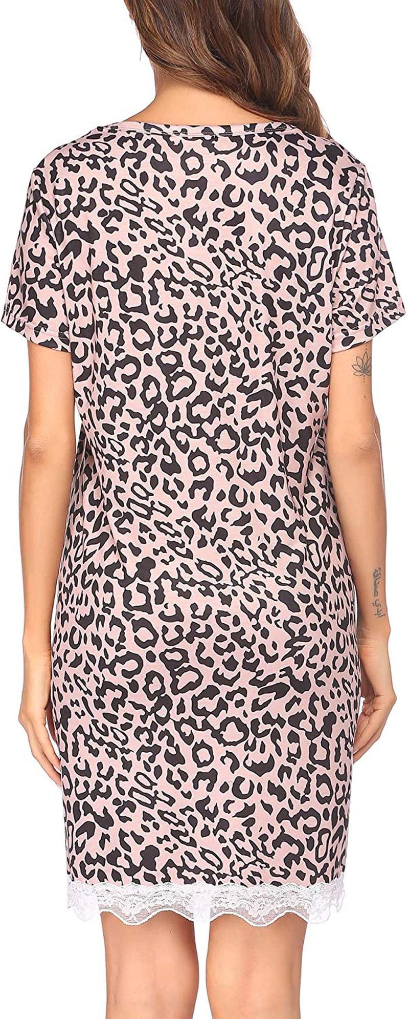Ekouaer Women'S Nightgown Striped Tee Short Sleeve Cotton Sleep Nightshirt Button down Pajama Dress S-XXXL Apparel & Accessories > Clothing > Sleepwear & Loungewear > Nightgowns Kylie Max   