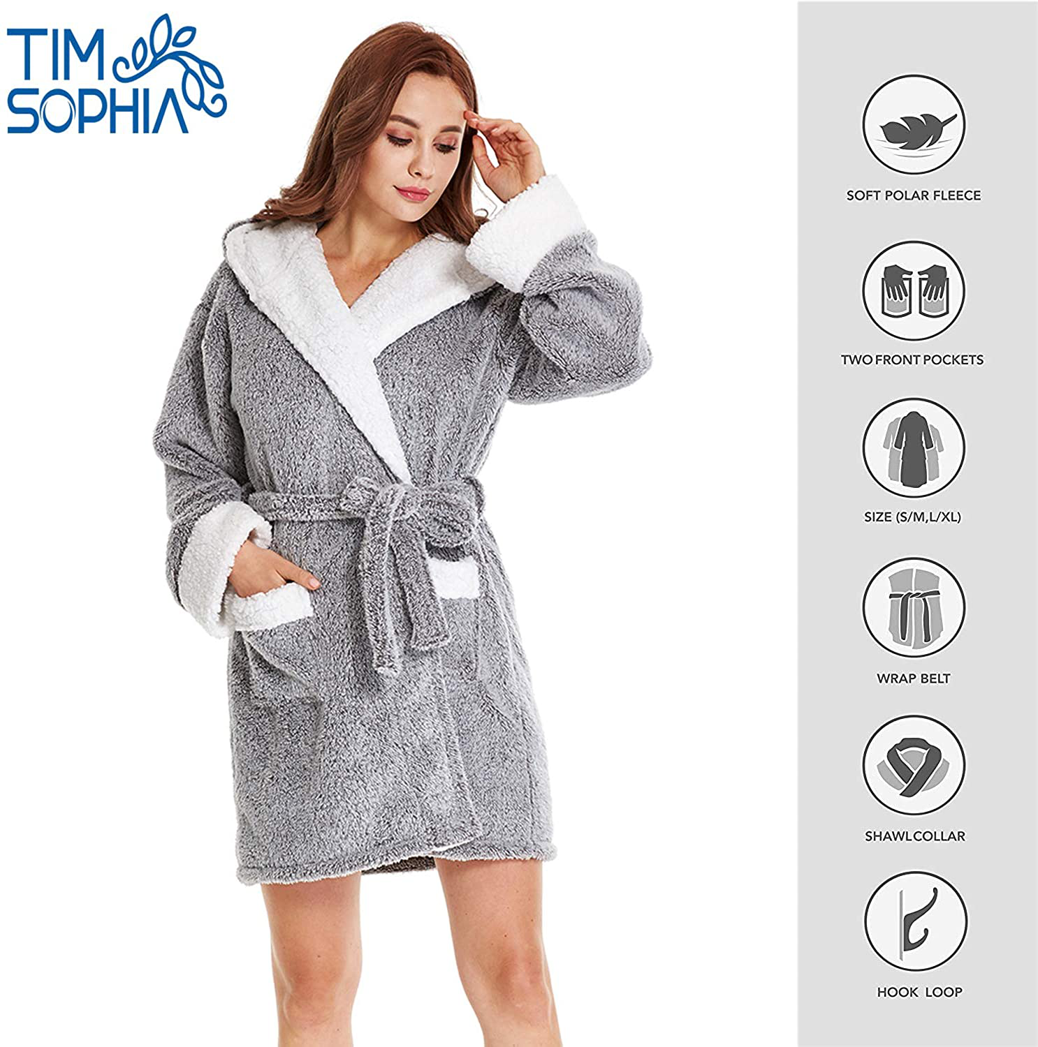 TIMSOPHIA Plush Robes for Womens Bathrobes with Hood Soft Animal Robes Cozy Warm Koala Gifts Apparel & Accessories > Clothing > Sleepwear & Loungewear > Robes Kylie Max   